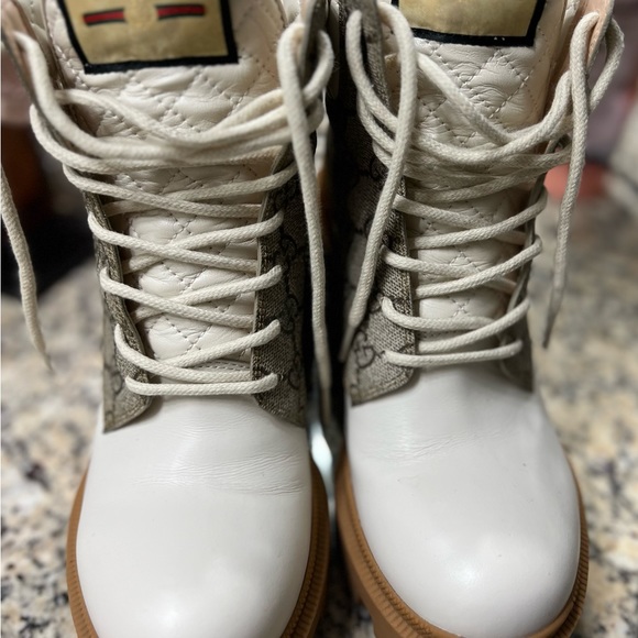 Gucci White/Beige trip leather bootie - Picture 4 of 6